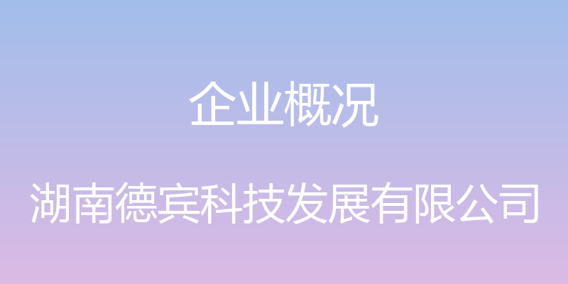 企业概况 - 湖南德宾科技发展有限公司